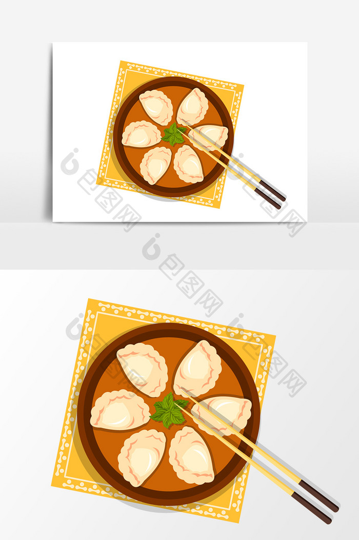 卡通手绘饺子设计元素