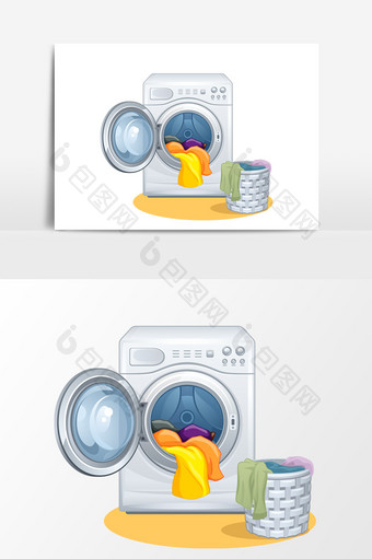 卡通洗衣机元素设计图片