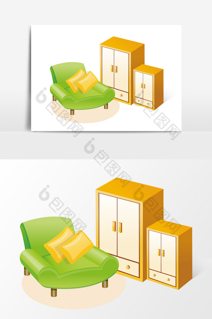 卡通柜子沙发设计元素