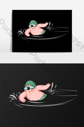 游泳的胖子插画