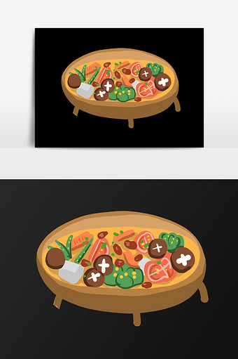 手绘蔬菜汤插画元素图片