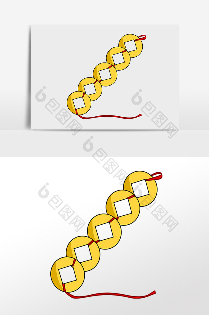 卡通古代铜钱素材
