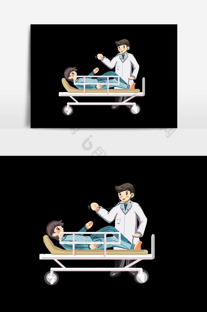 医生治疗男孩插画图片图片