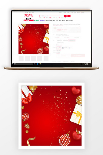 红色圣诞节礼物促销主图背景图片