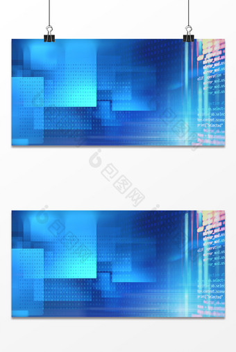 未来科技范代码风创意抽象几何形蓝色背景图片