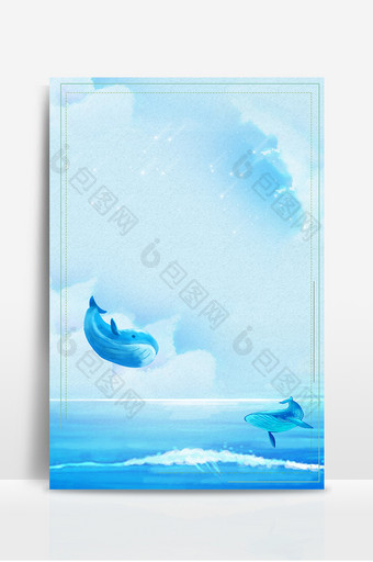 蓝色海豚背景设计图片