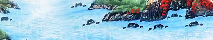 中国风水墨山水手绘鸿运当头电视背景墙