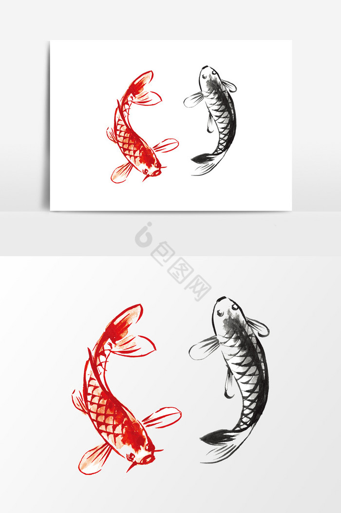 鱼水墨图片