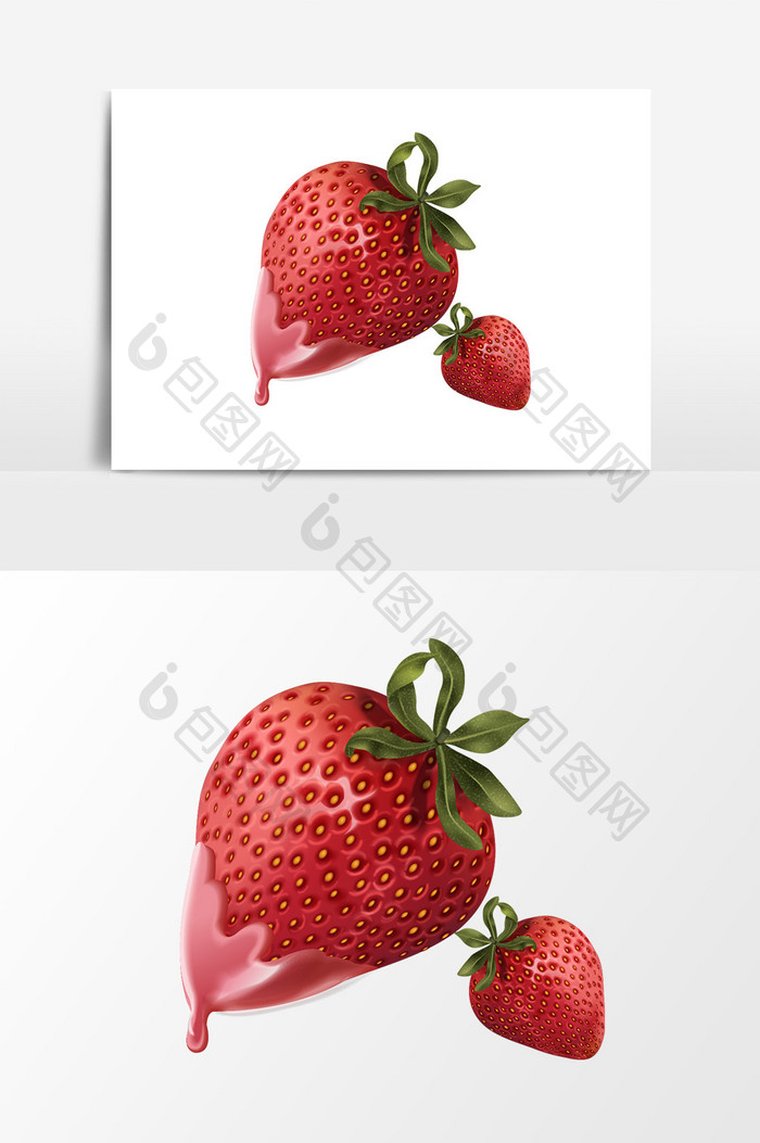 手绘草莓水果元素