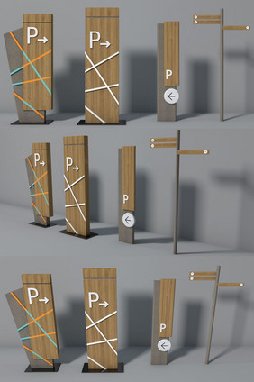c4d公园停车场路牌导视设计模型效果图