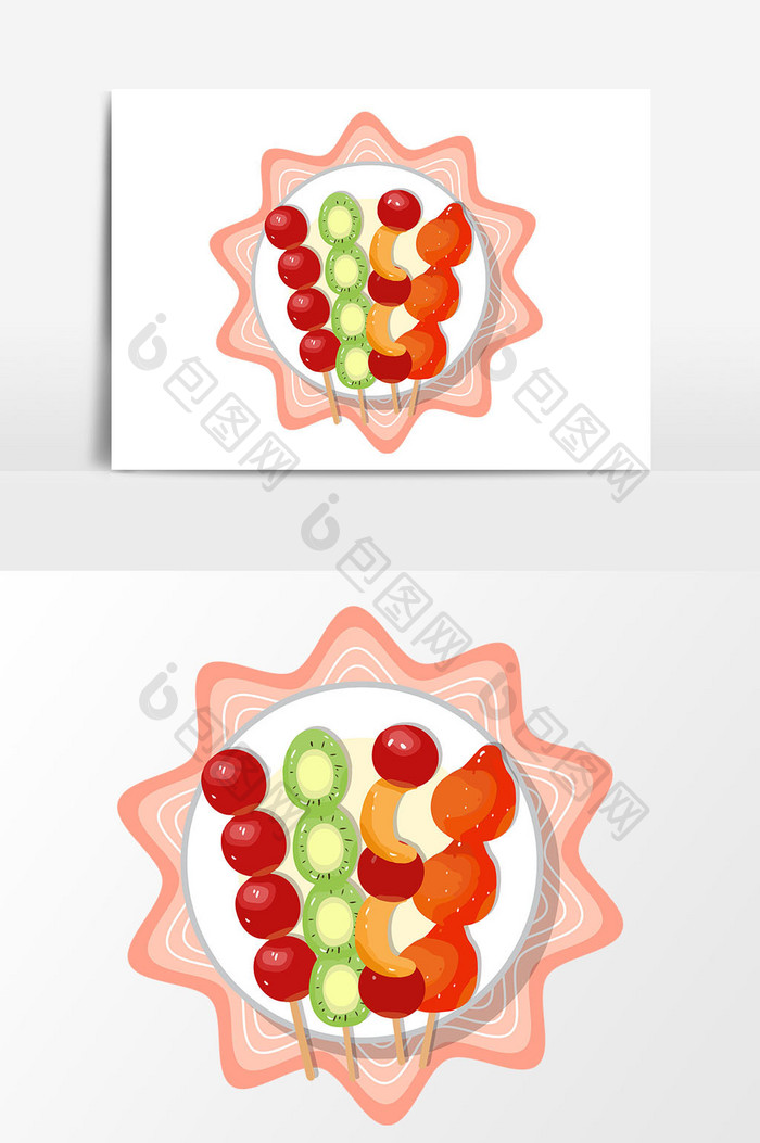 卡通水果串设计元素