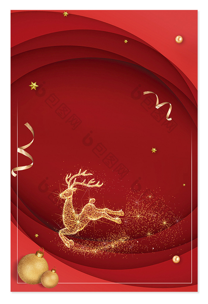 红色圣诞节小鹿背景设计