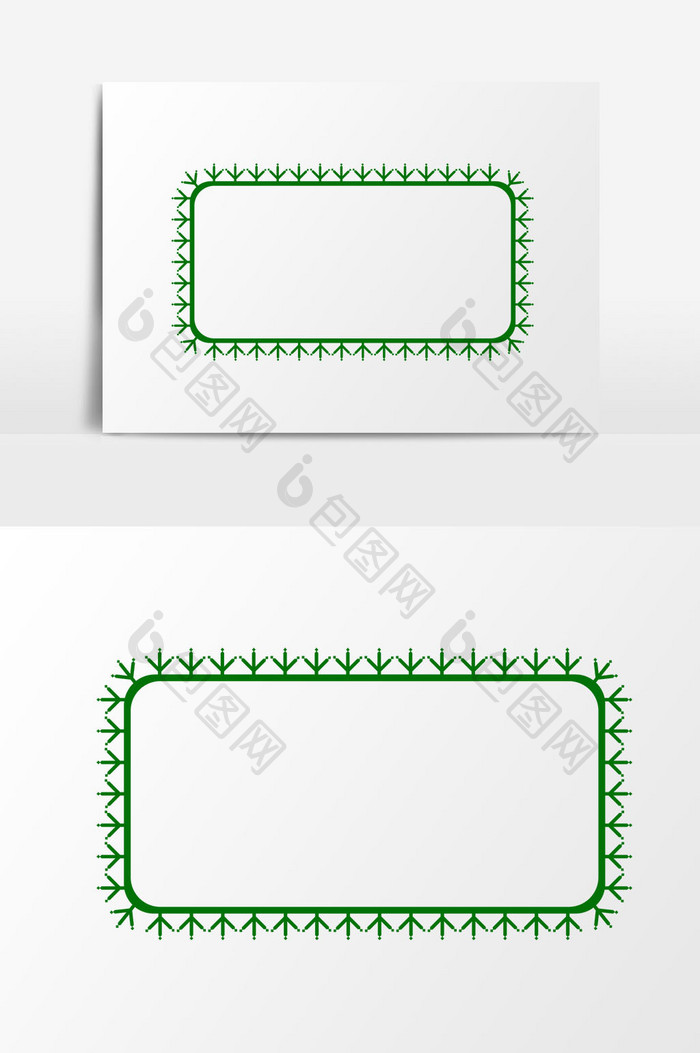 绿色雪花边框装饰元素