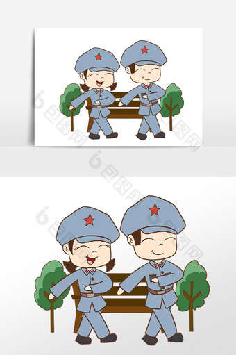 卡通改革开放军人素材图片