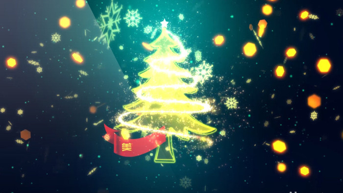掉落闪烁光斑中美好的圣诞祝福AE模板