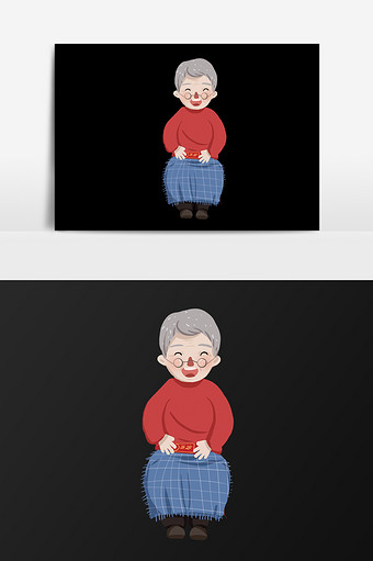 手绘慈祥的老奶奶插画元素图片下载