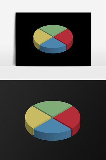 手绘彩色饼图插画元素图片