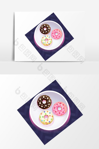 手绘小清新美食甜甜圈设计元素图片