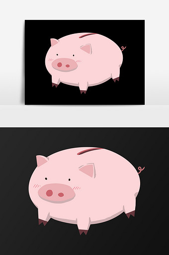手绘小猪储蓄罐插画元素图片
