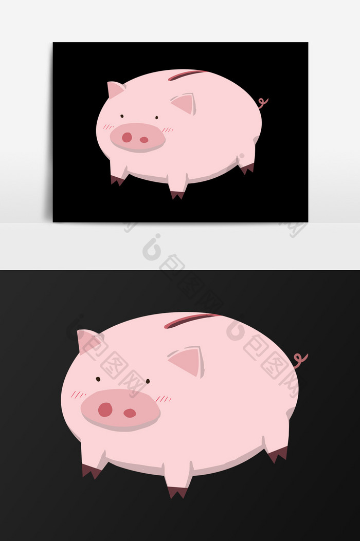 手绘小猪储蓄罐插画元素