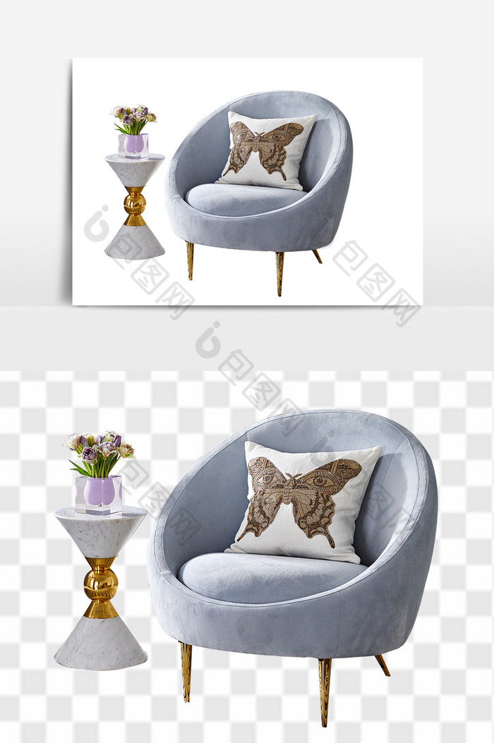 现代欧式布艺单人沙发组合图片图片