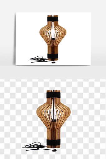 创意造型百褶原木台灯元素图片