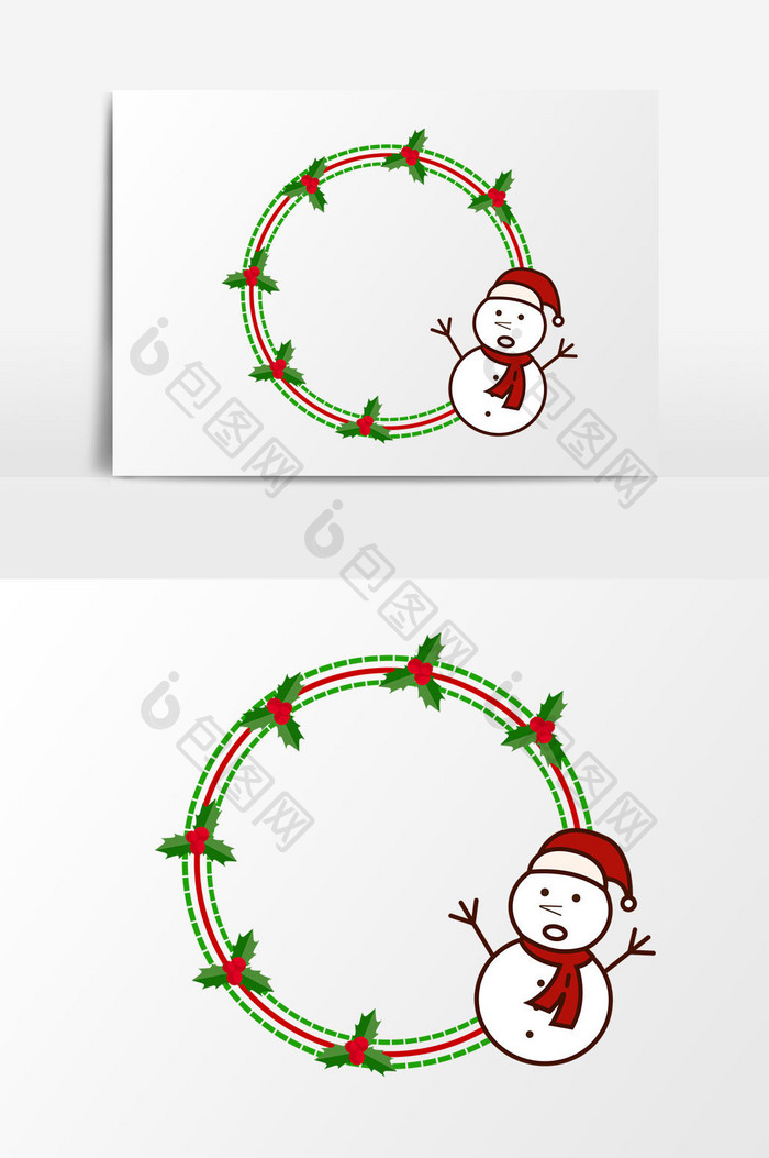 雪人圣诞边框元素设计