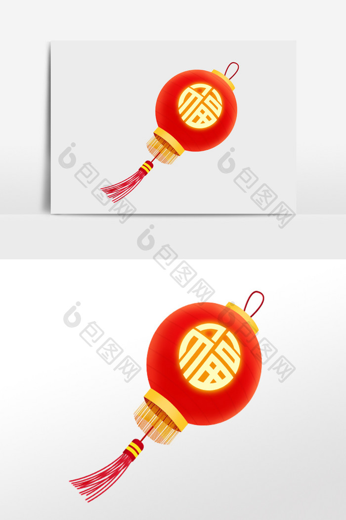 红色喜庆中国风春节灯笼插画