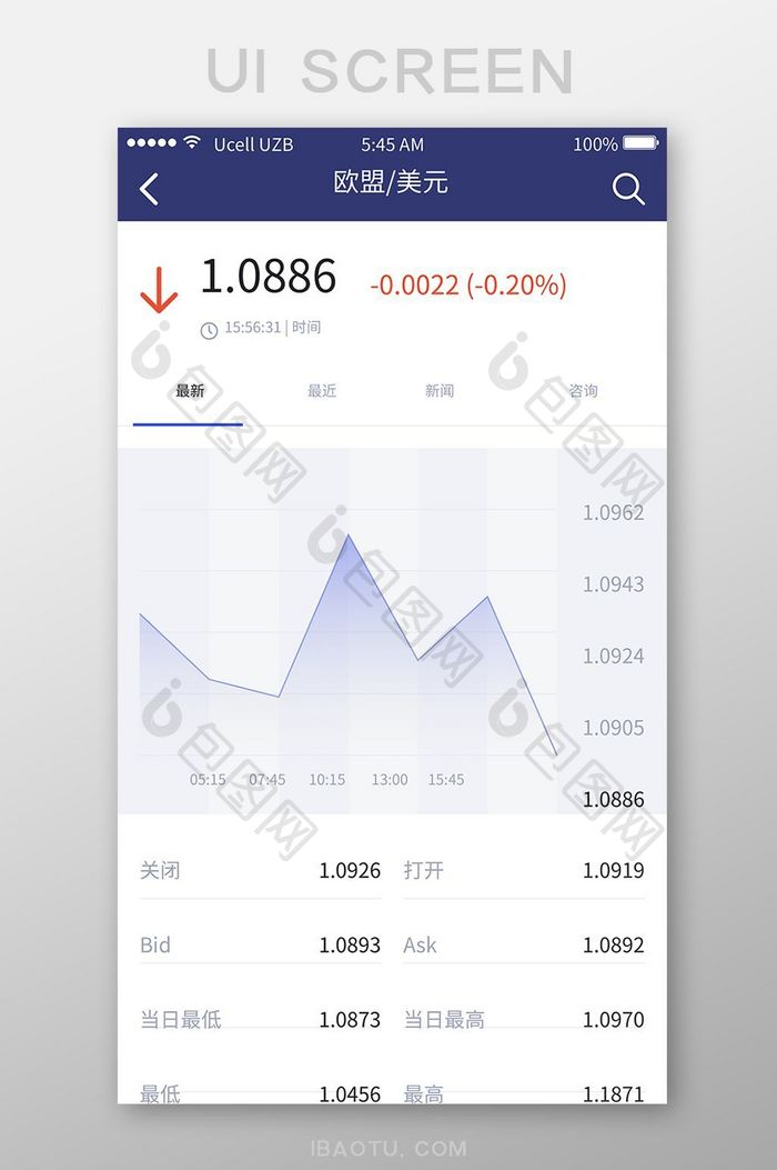扁平简约汇率app汇率详情UI移动界面