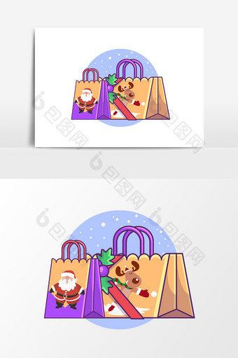 卡通圣诞节包装袋设计元素图片