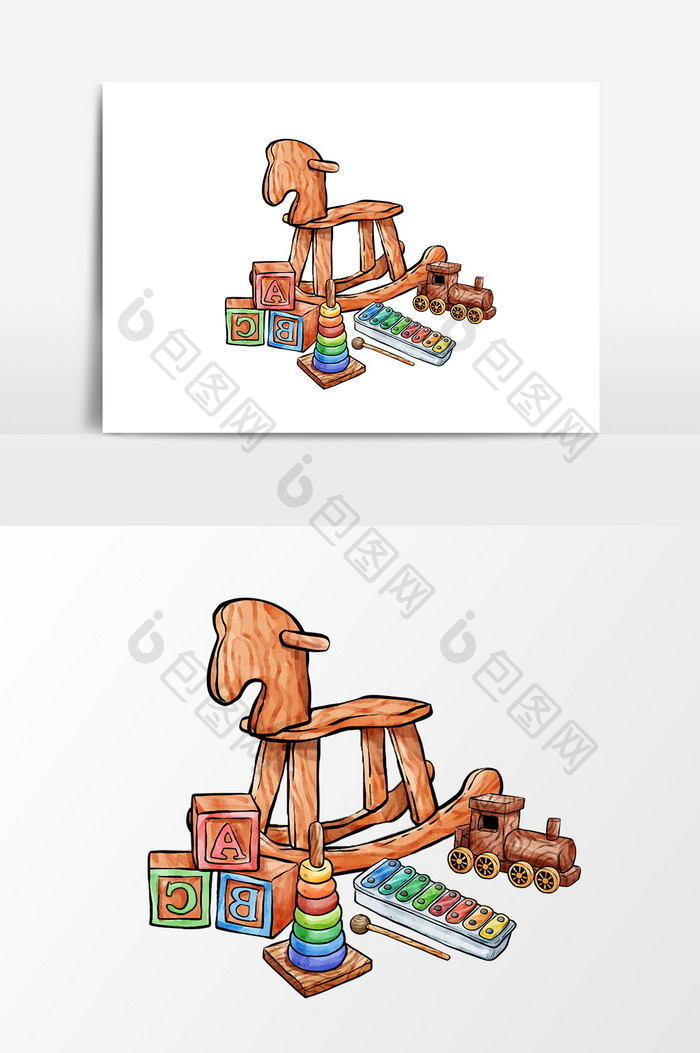 卡通儿童玩具木马设计元素