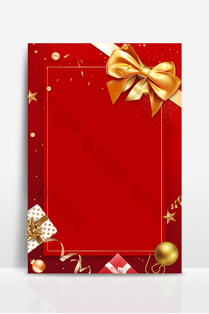 红色圣诞节边框背景设计