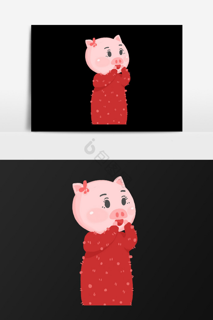 穿毛衣的猪插画图片