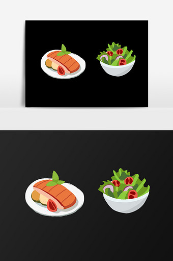手绘可口的下饭菜插画元素图片