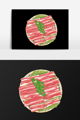 一盘肥牛片插画