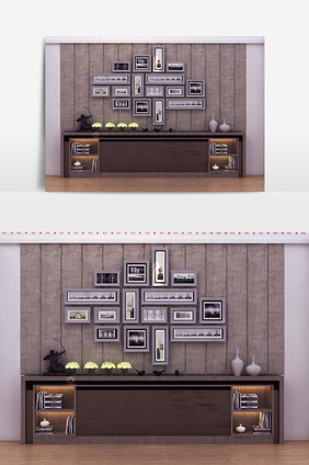 现代风格装饰墙壁模型效果图
