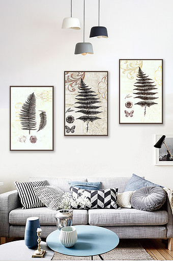 北欧抽象树木棕树清新简约装饰画素材图片