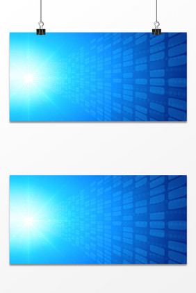 蓝色渐变光晕全息多边形放射商务科技背景