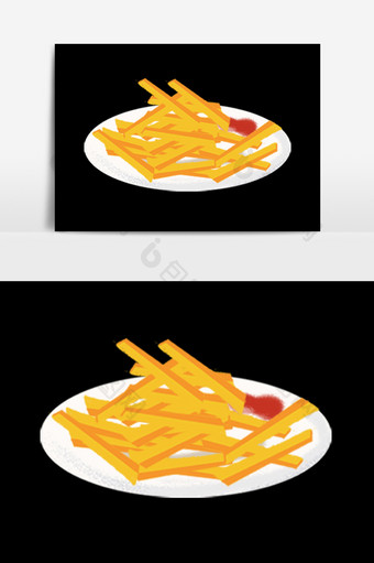 手绘美食西餐薯条设计元素图片