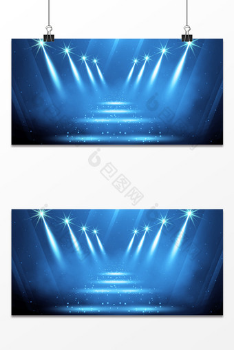 简约大气舞台蓝色光效粒子雾化背景图片