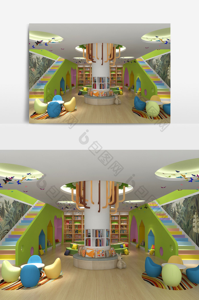现代儿童乐园商铺店面设计3d模型效果图