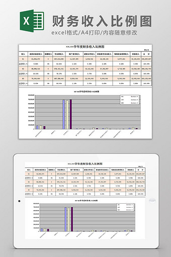 财务收入比例图Excel模板