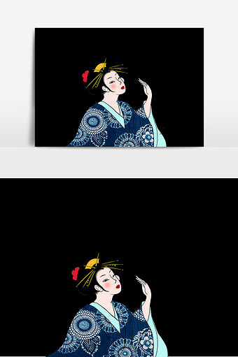 创意日本风情女人元素图片