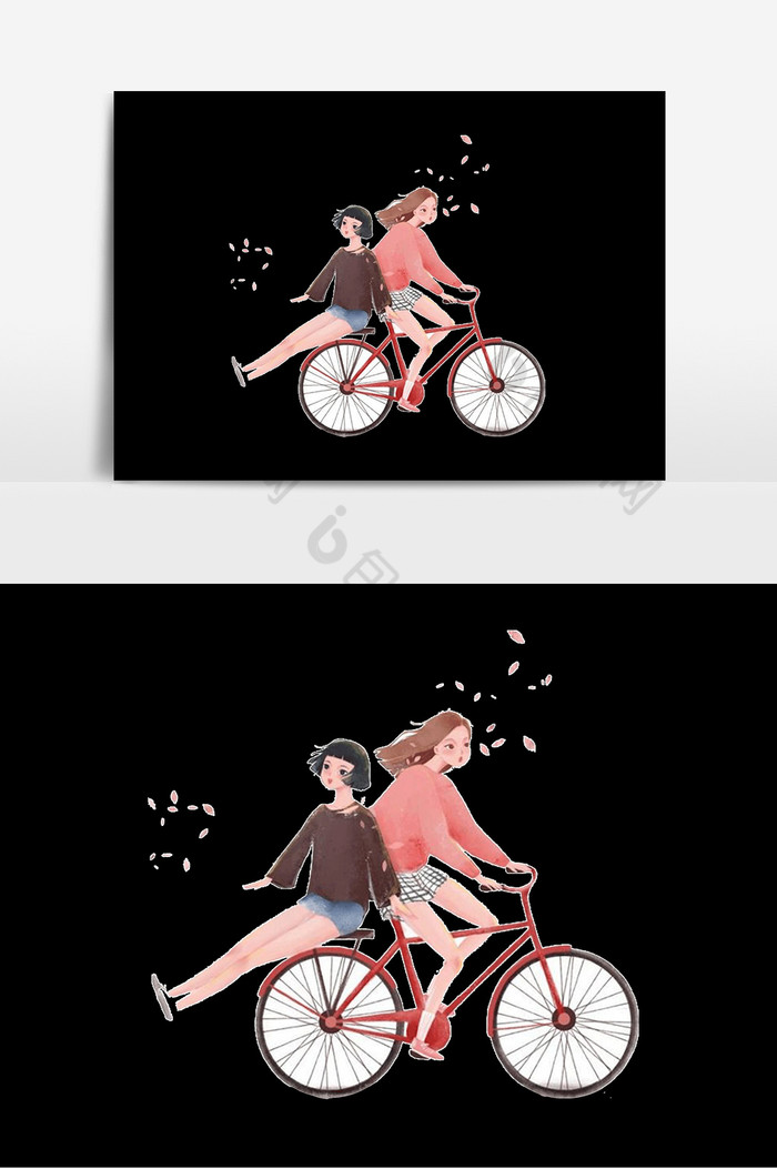 骑自行车的女孩图片图片