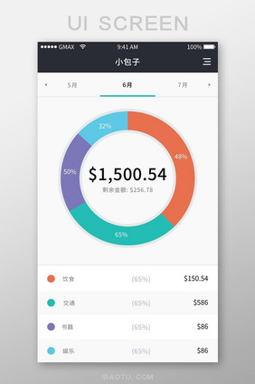 简约扁平金融app消费统计UI移动界面