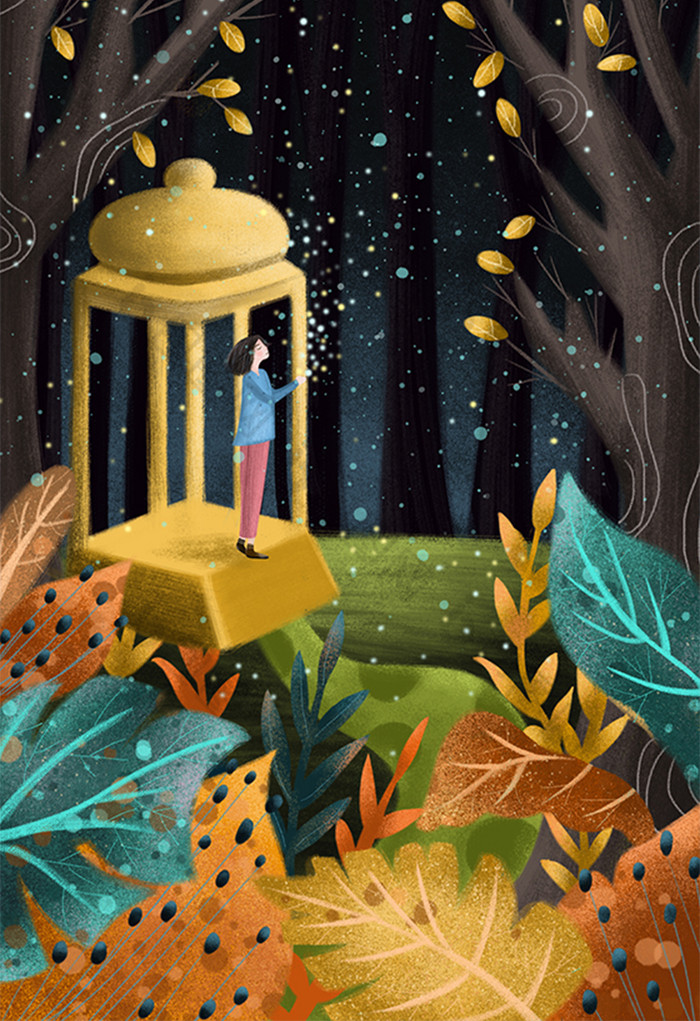 森系梦幻肌理插画图片