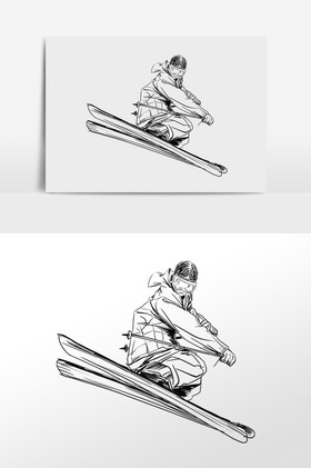 素描滑雪板人物