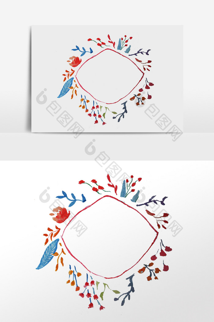 手绘创意植物边框素材