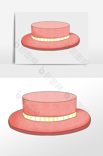 手绘粉色帽子元素图片