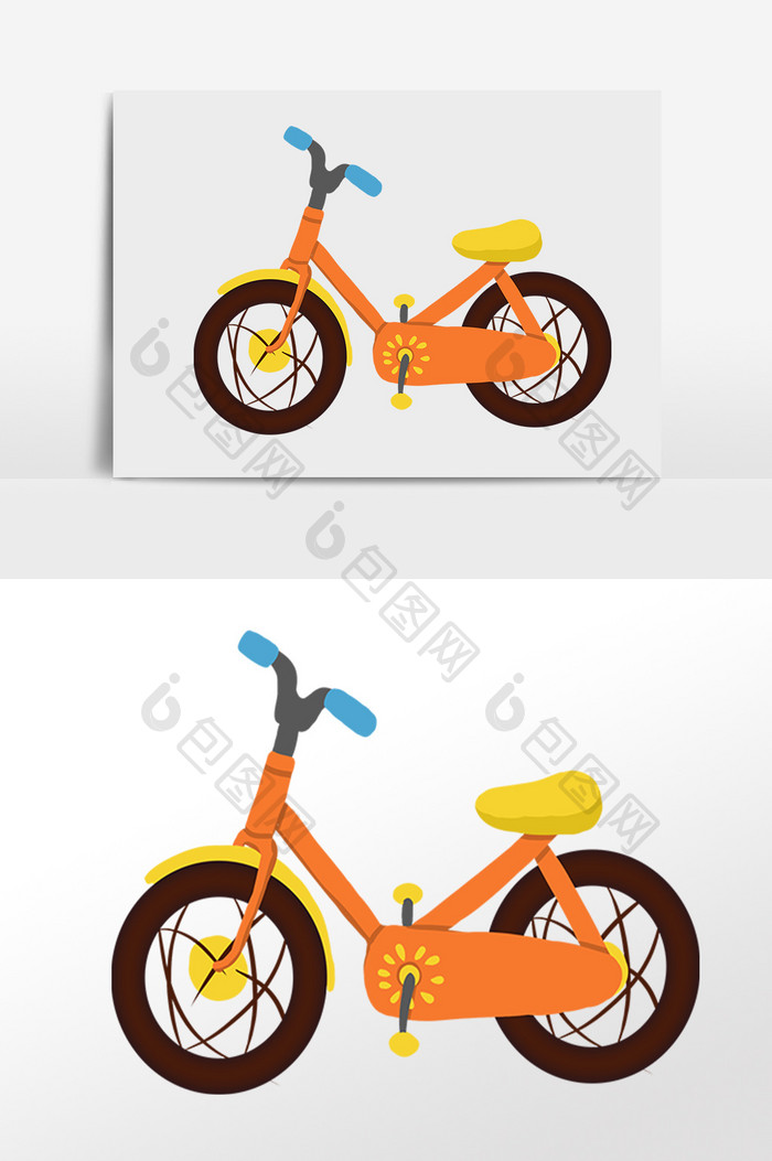 手绘自行车插画素材
